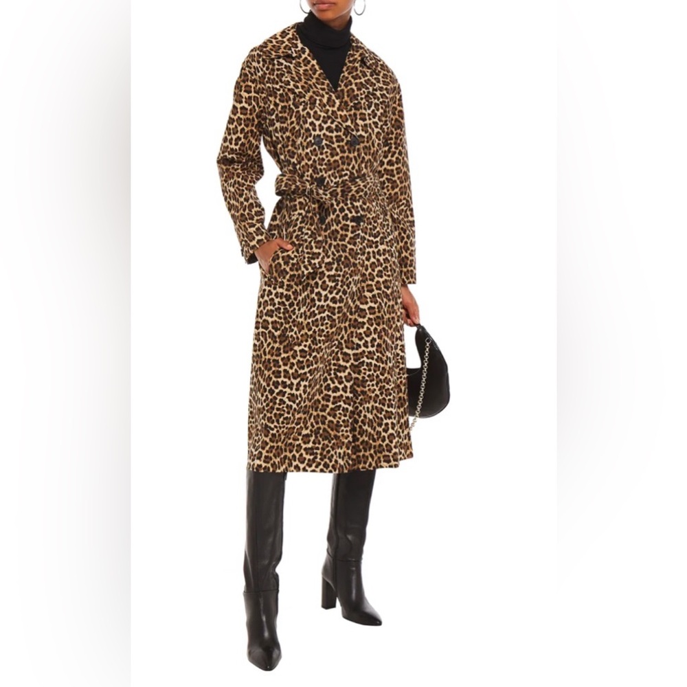 NEW Ba&sh Leopard print trench coat Manteau Fauve. S/M $695.Lightweight.4 Season